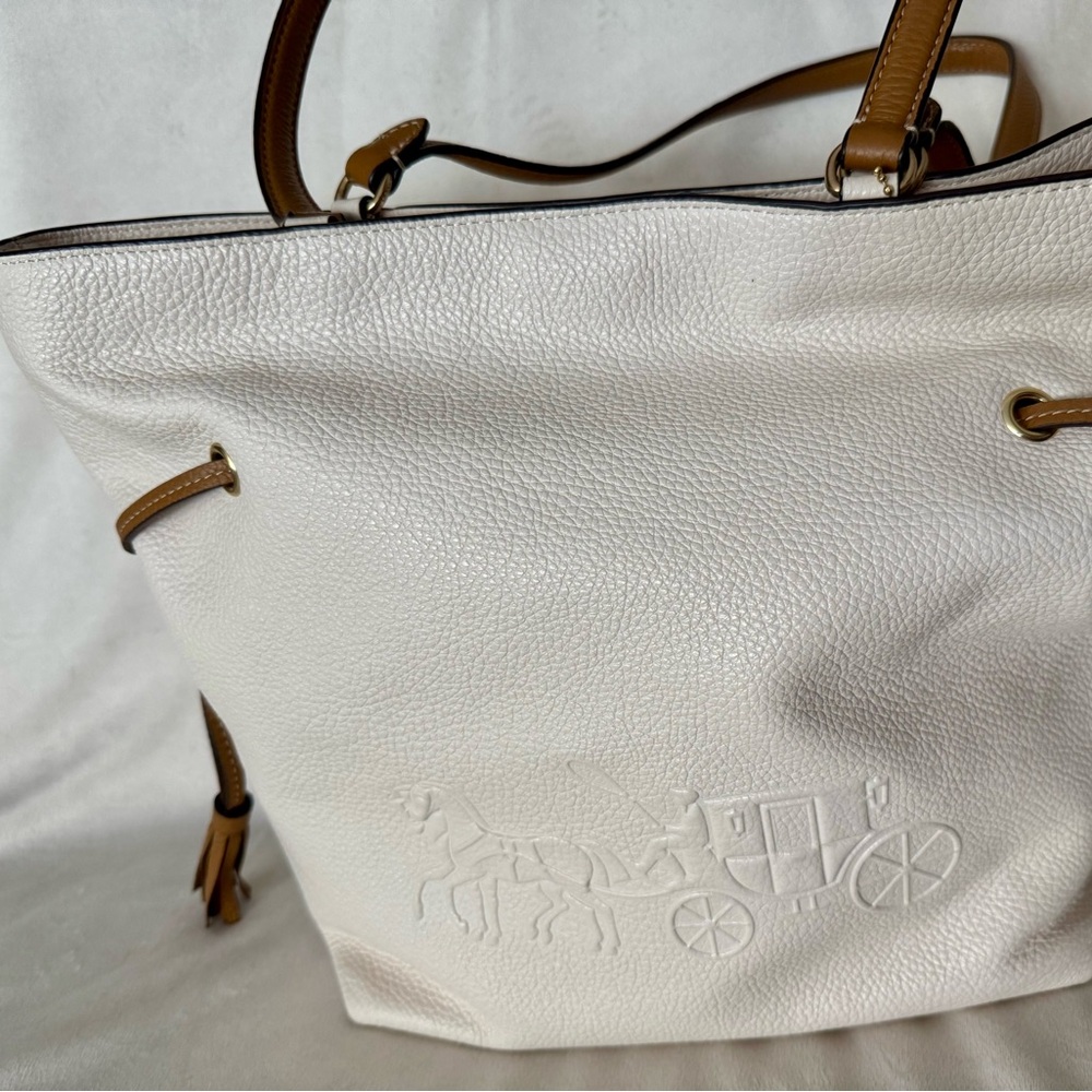 Coach Cream and Tan Embossed Tote